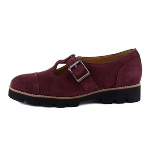 Vionic Carmen T strap wine colored Suede Loafers size 9 1/2 wide
